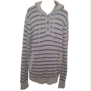 Banana Republic Blue and Gray Striped Knit Hoodie Men's size Medium